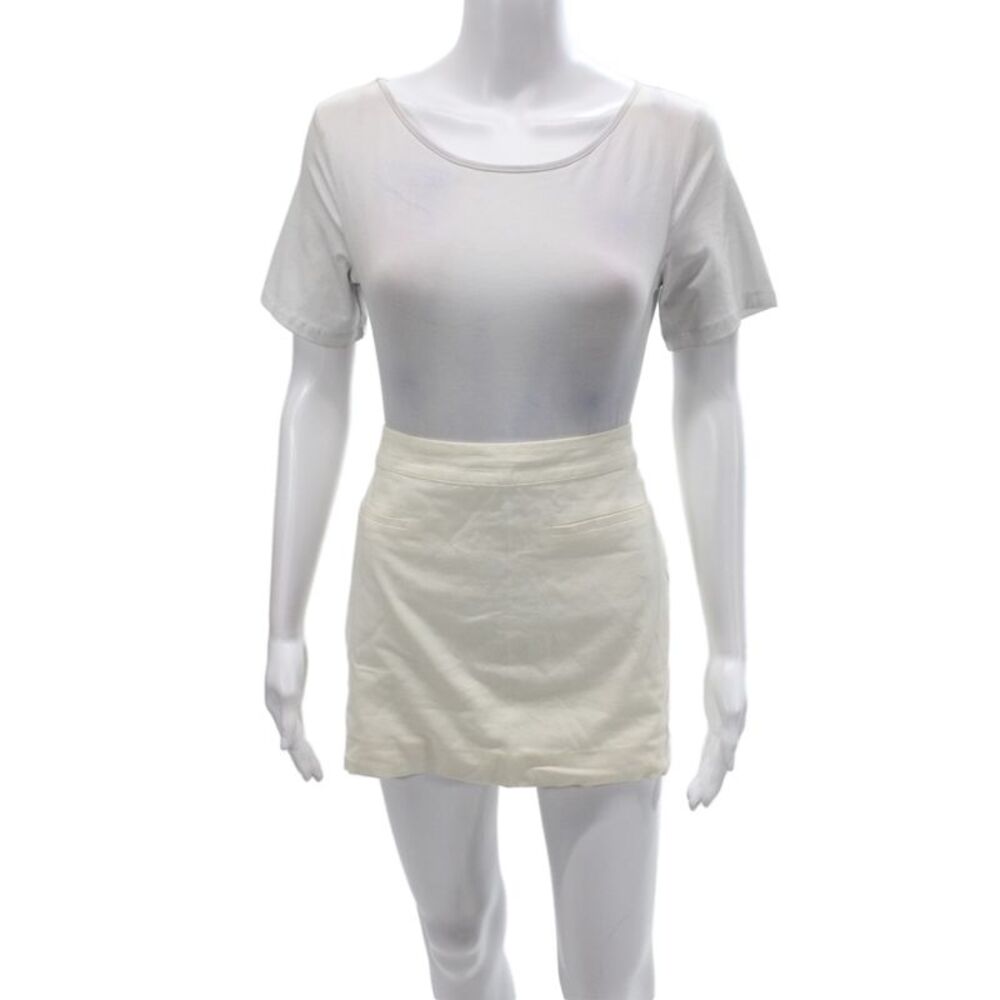 Majorelle Womens Ivory Mini Skirt Linen Solid Zip Short Size M